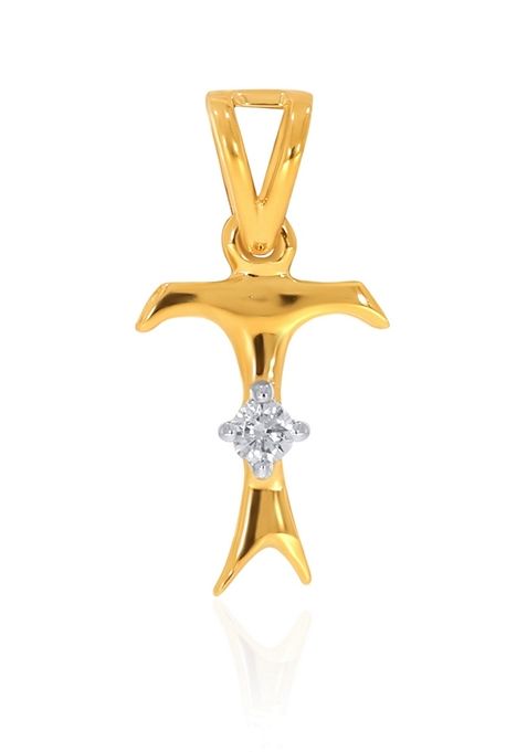 Indya X Senco 18K Yellow Gold T Alphabet Diamond Pendant