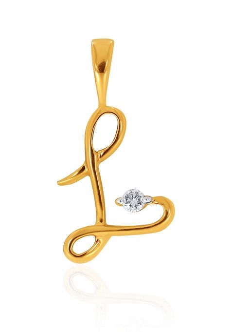 Indya X Senco 18K Yellow Gold L Alphabet Diamond Pendant