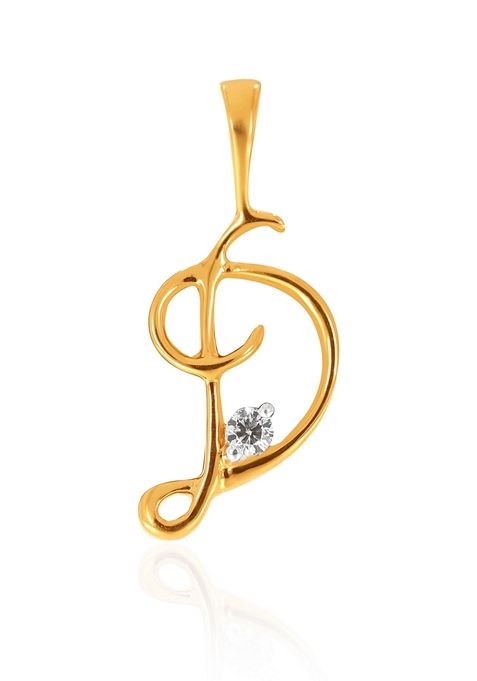 Indya X Senco 18K Yellow Gold D Alphabet Diamond Pendant