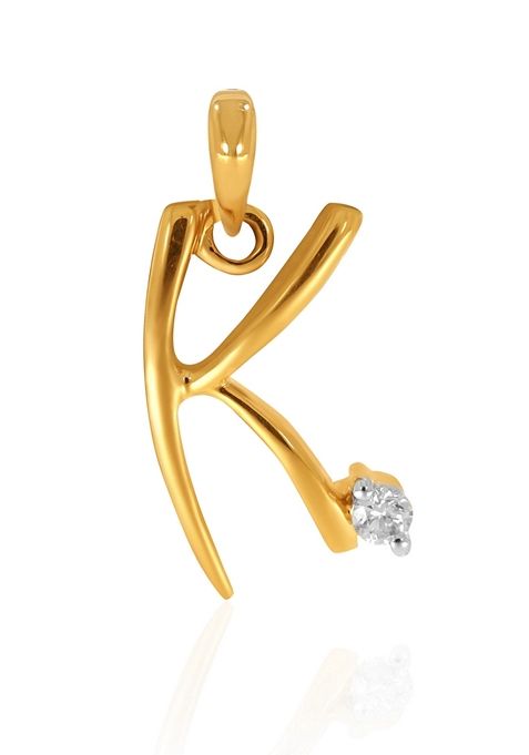 Indya X Senco 18K Yellow Gold K Alphabet Diamond Pendant