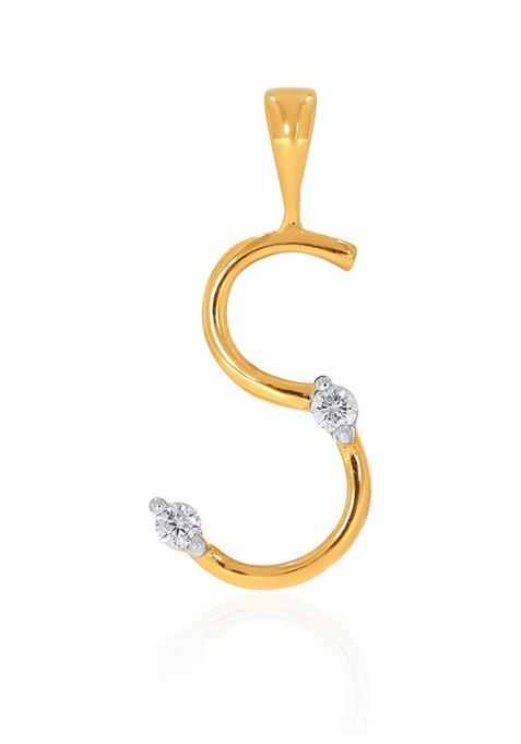 Indya X Senco 18K Yellow Gold S Alphabet Diamond Pendant