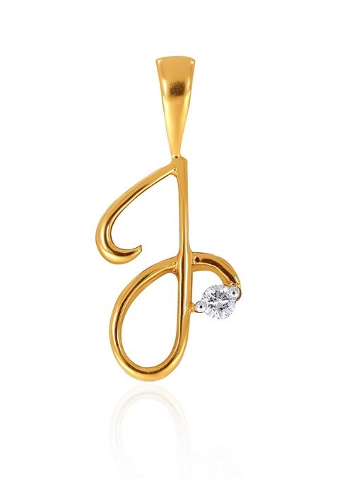 Indya X Senco 18K Yellow Gold J Alphabet Diamond Pendant