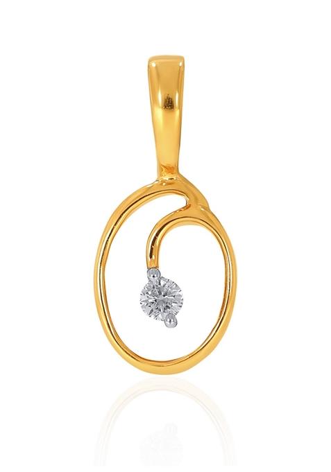 Indya X Senco 18K Yellow Gold O Alphabet Diamond Pendant