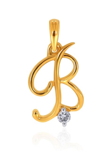 Indya X Senco 18K Yellow Gold B Alphabet Diamond Pendant