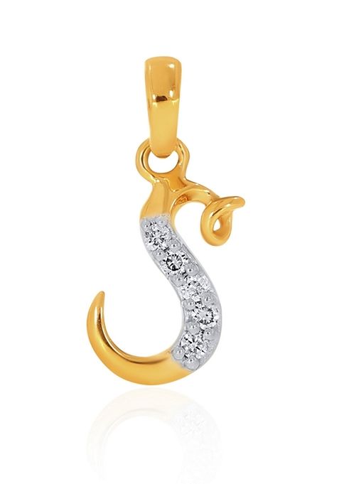 Indya X Senco 18K Yellow Gold S Alphabet Diamond Pendant