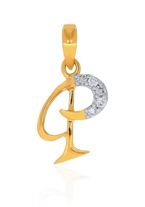 Indya X Senco 18K Yellow Gold P Alphabet Diamond Pendant