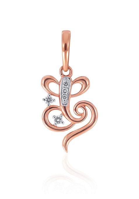 Indya X Senco 18K Rose Gold Diamond Ganesh Pendant