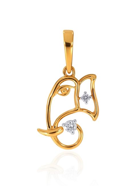 Indya X Senco 18K Yellow Gold Diamond Ganesh Pendant