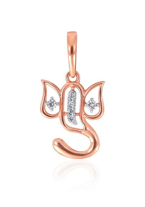 Indya X Senco 18K Rose Gold Diamond Ganesh Pendant