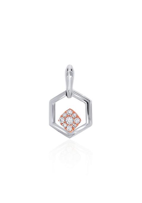 Indya X Senco Geometric Reflection Platinum Diamond Pendant