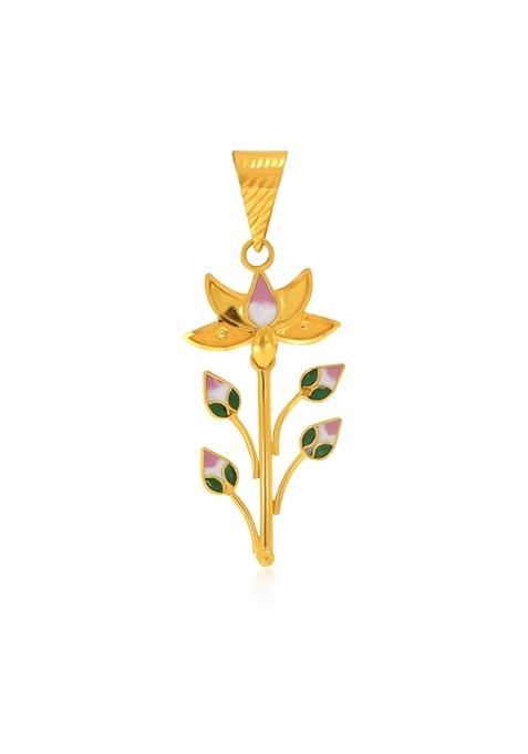 Indya X Senco Lotus Splendour Gold Pendant