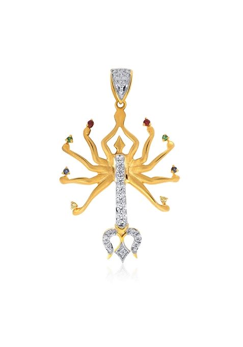 Indya X Senco Dashabhuja Trident Diamond Pendant