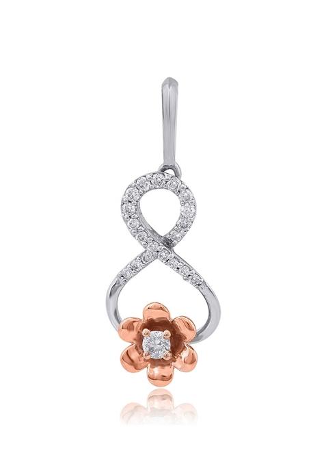 Indya X Senco Rose Gold Floral Twist Platinum Pendant