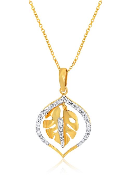 Indya X Senco Fresh Leafy Glow Diamond Pendant