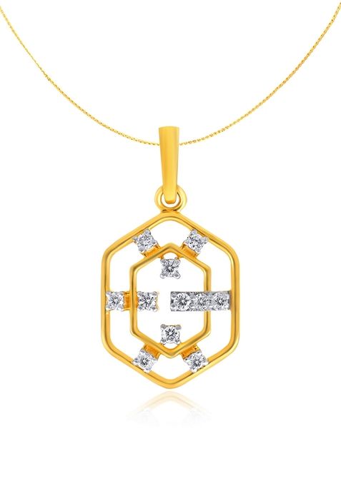 Indya X Senco Sparkling Hexagonal Connections Diamond Pendant