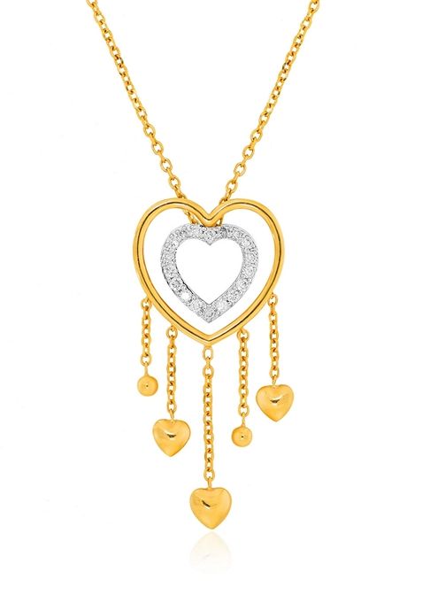 Indya X Senco Duo Love Charm Diamond Chain Pendant