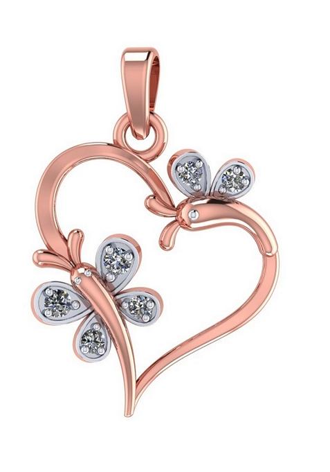 Indya X Senco A Butterfly Heart Rose Gold Diamond Pendant