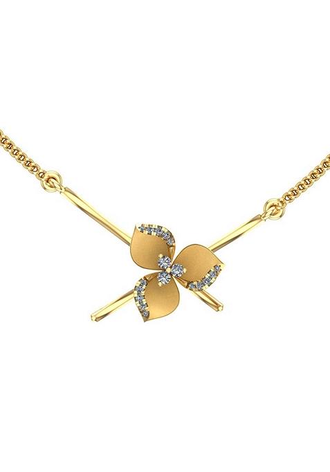 Indya X Senco Inter Crossing Floral Charm Diamond Pendant