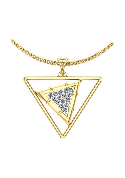 Indya X Senco Sleek Triangle Trend Diamond Pendant