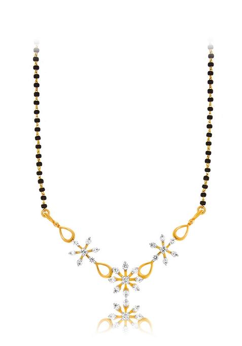 Indya X Senco Gold Sleek Daisy Trio Diamond Mangalsutra