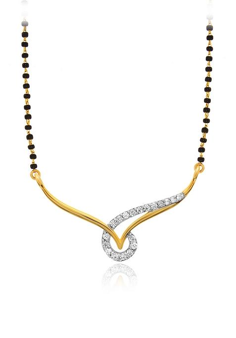 Indya X Senco Gold Sleek and Slender Diamond Mangalsutra