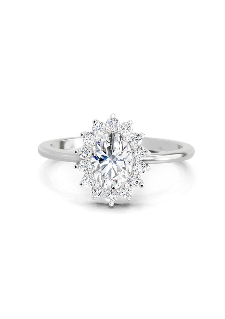 14Kt White Gold Lab Grown Diamond 0.97 Carat Oval Ring for Women