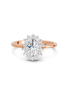 14Kt Rose Gold Lab Grown Diamond 0.97 Carat Oval Ring for Women