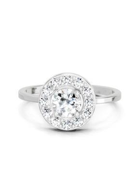 14Kt White Gold Lab Grown Diamond 0.85 Carat Round Halo Ring for Women