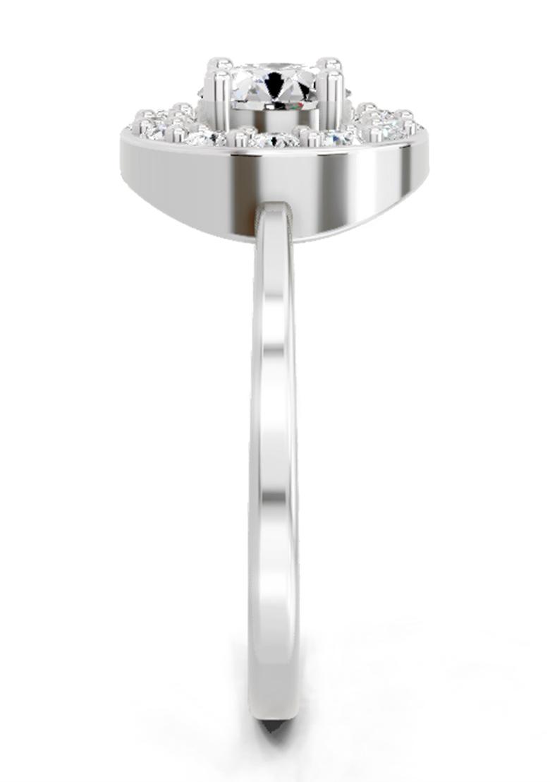 14Kt White Gold Lab Grown Diamond 0.85 Carat Round Halo Ring for Women
