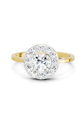14Kt Yellow Gold Lab Grown Diamond 0.85 Carat Round Halo Ring for Women