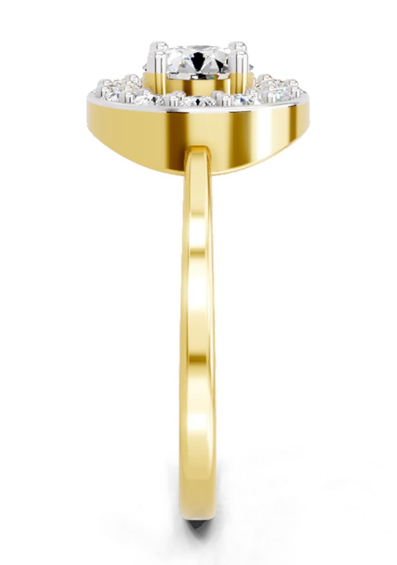 14Kt Yellow Gold Lab Grown Diamond 0.85 Carat Round Halo Ring for Women