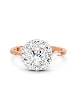 14Kt Rose Gold Lab Grown Diamond 0.85 Carat Round Halo Ring for Women