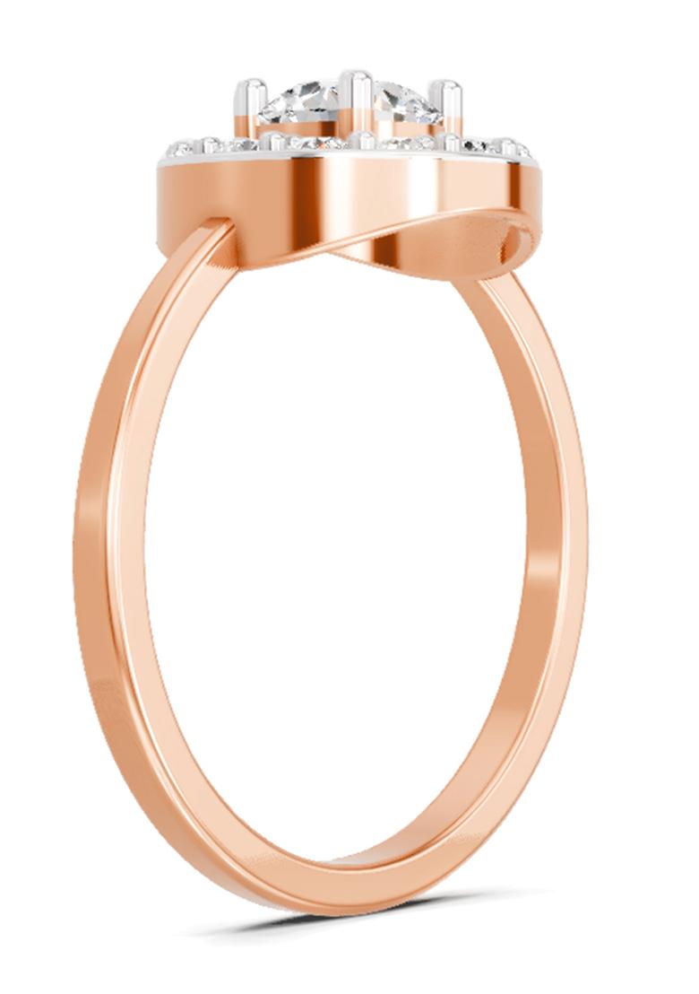 14Kt Rose Gold Lab Grown Diamond 0.85 Carat Round Halo Ring for Women