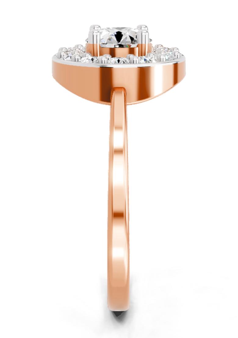 14Kt Rose Gold Lab Grown Diamond 0.85 Carat Round Halo Ring for Women