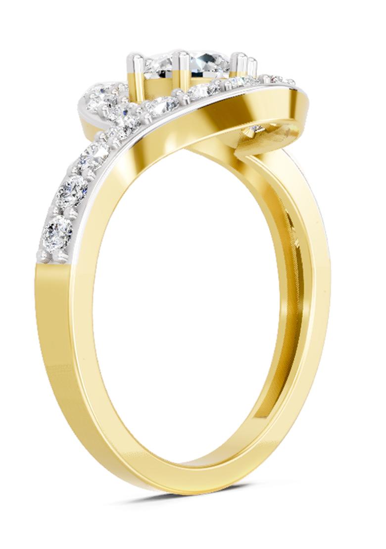 14Kt Yellow Gold Lab Grown Diamond 1.29 Carat Round Halo Ring for Women