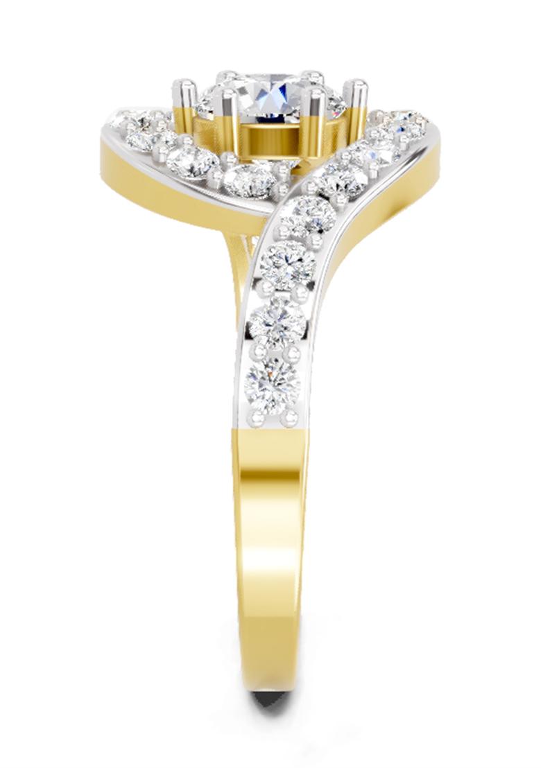 14Kt Yellow Gold Lab Grown Diamond 1.29 Carat Round Halo Ring for Women