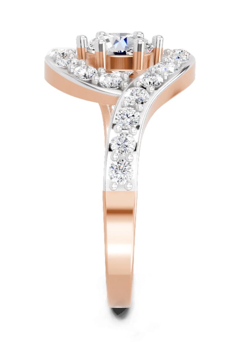 14Kt Rose Gold Lab Grown Diamond 1.29 Carat Round Halo Ring for Women