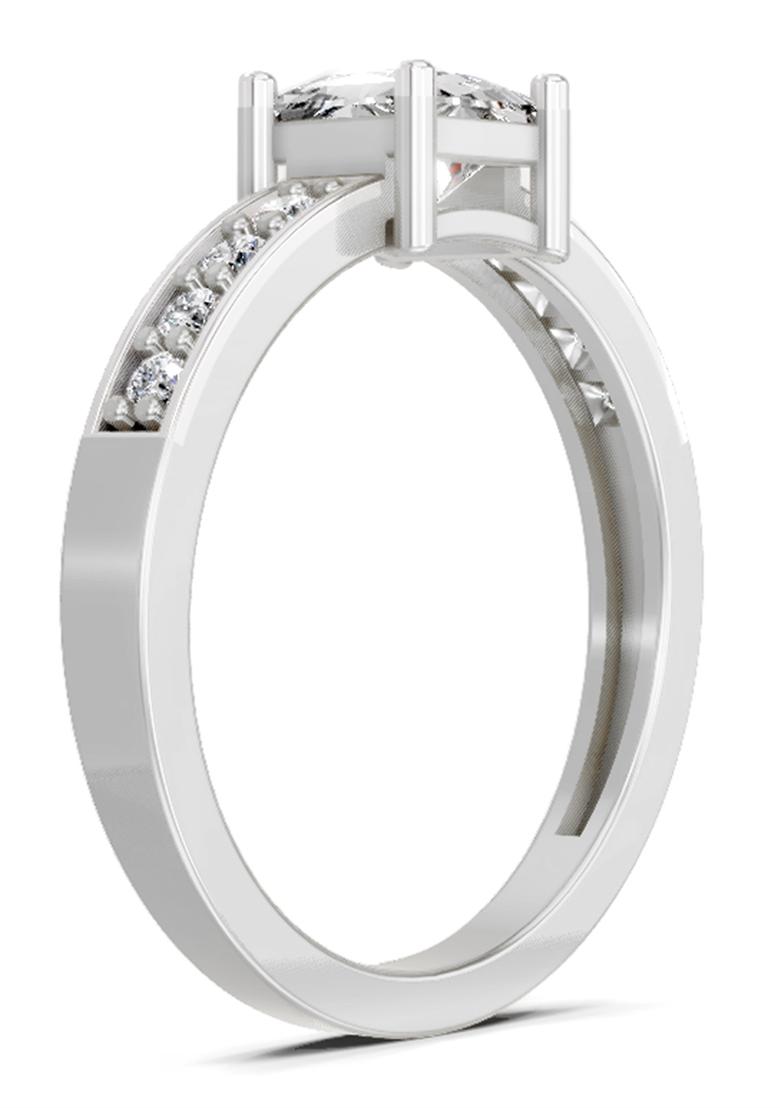 14Kt White Gold Lab Grown Diamond 0.94 Carat Princess Solitaire Ring for Women