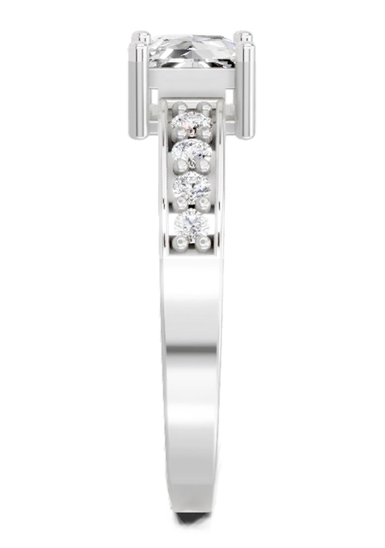14Kt White Gold Lab Grown Diamond 0.94 Carat Princess Solitaire Ring for Women