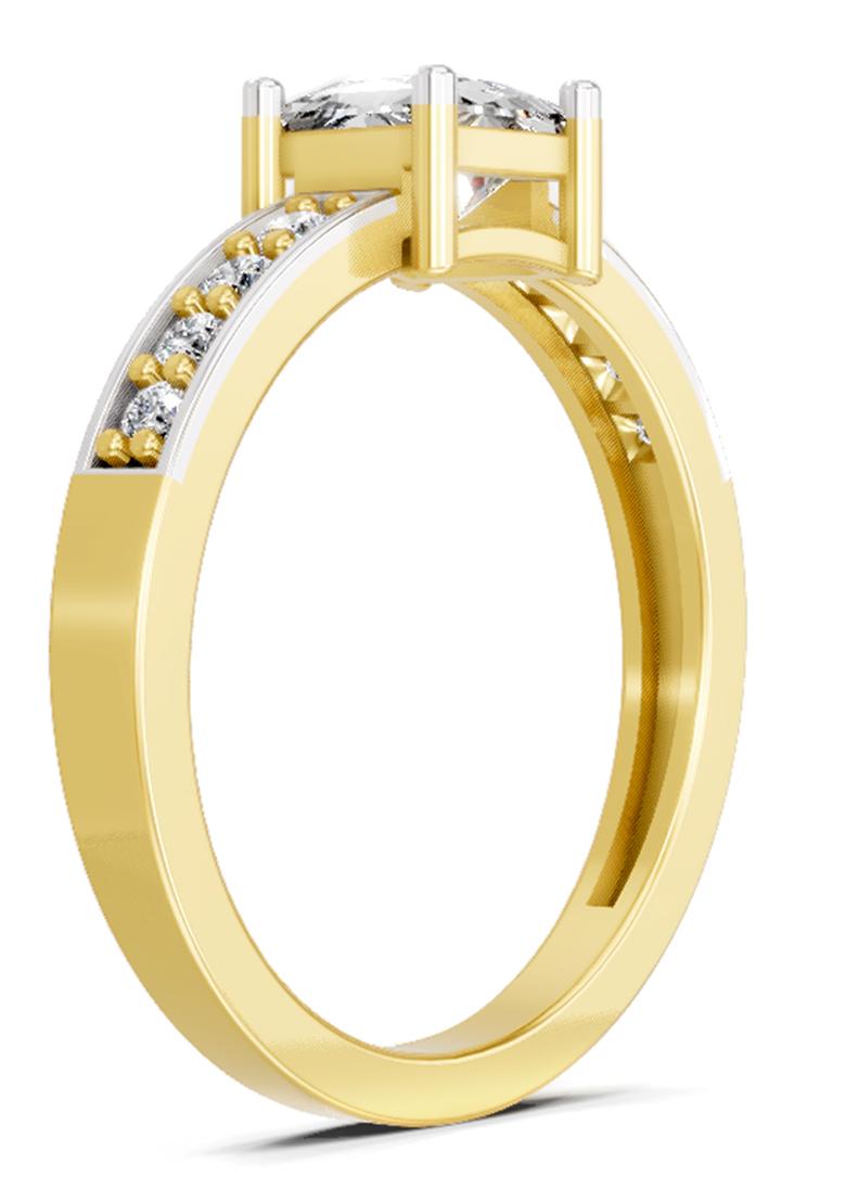 14Kt Yellow Gold Lab Grown Diamond 0.94 Carat Princess Solitaire Ring for Women