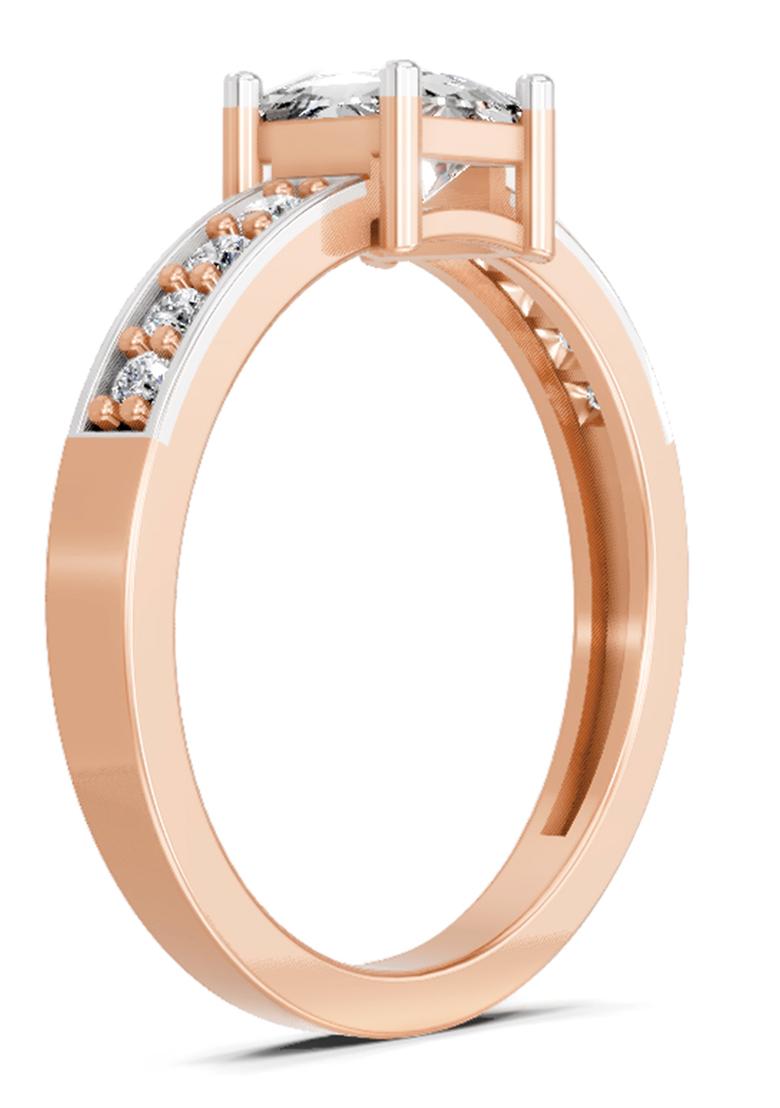 14Kt Rose Gold Lab Grown Diamond 0.94 Carat Princess Solitaire Ring for Women