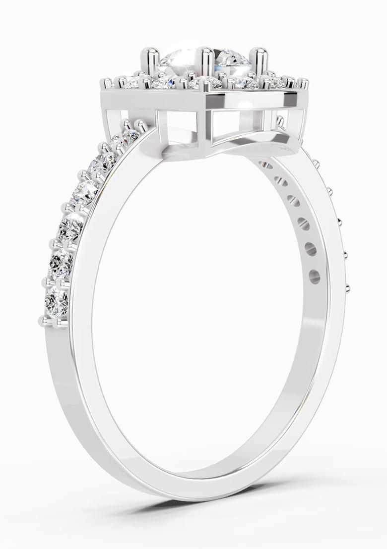 14Kt White Gold Lab Grown Diamond 1 Ct Round Halo Ring for Women