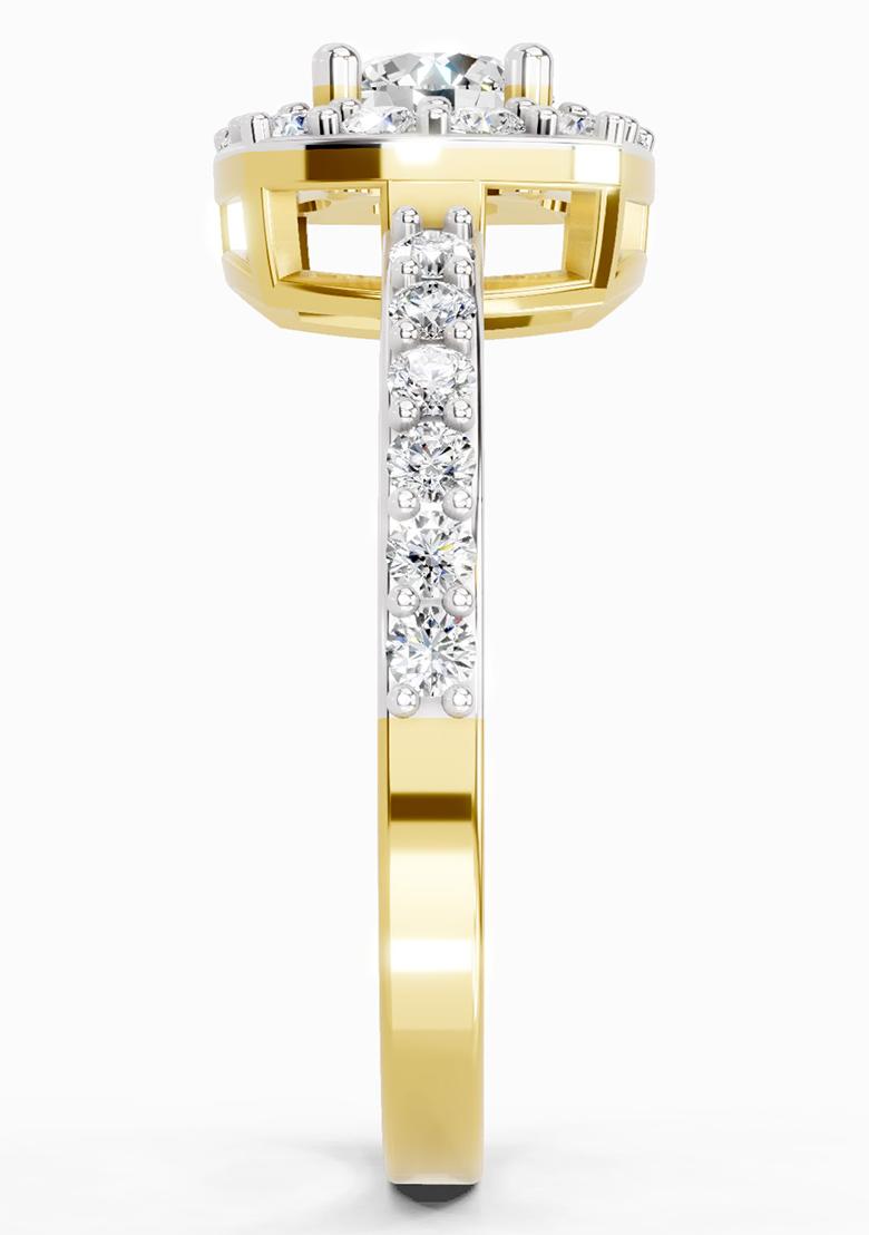 14Kt Yellow Gold Lab Grown Diamond 1 Ct Round Halo Ring for Women