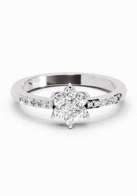 14Kt White Gold Lab Grown Diamond 0.33 Ct Flower Ring for Women