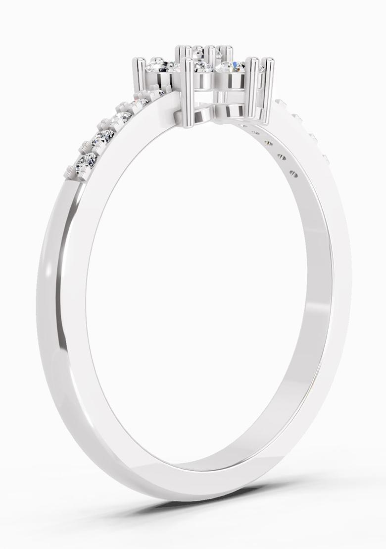 14Kt White Gold Lab Grown Diamond 0.33 Ct Flower Ring for Women