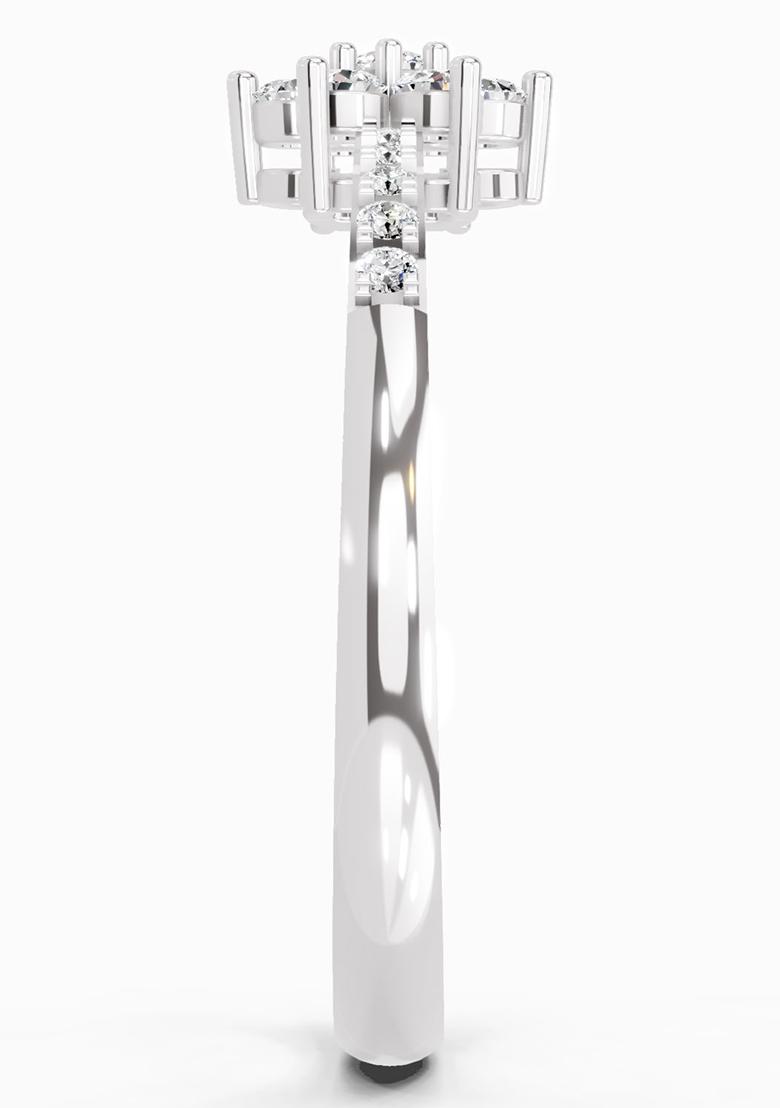 14Kt White Gold Lab Grown Diamond 0.33 Ct Flower Ring for Women