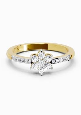 14Kt Yellow Gold Lab Grown Diamond 0.33 Ct Flower Ring for Women