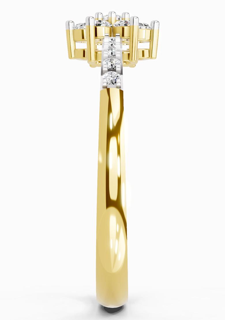 14Kt Yellow Gold Lab Grown Diamond 0.33 Ct Flower Ring for Women