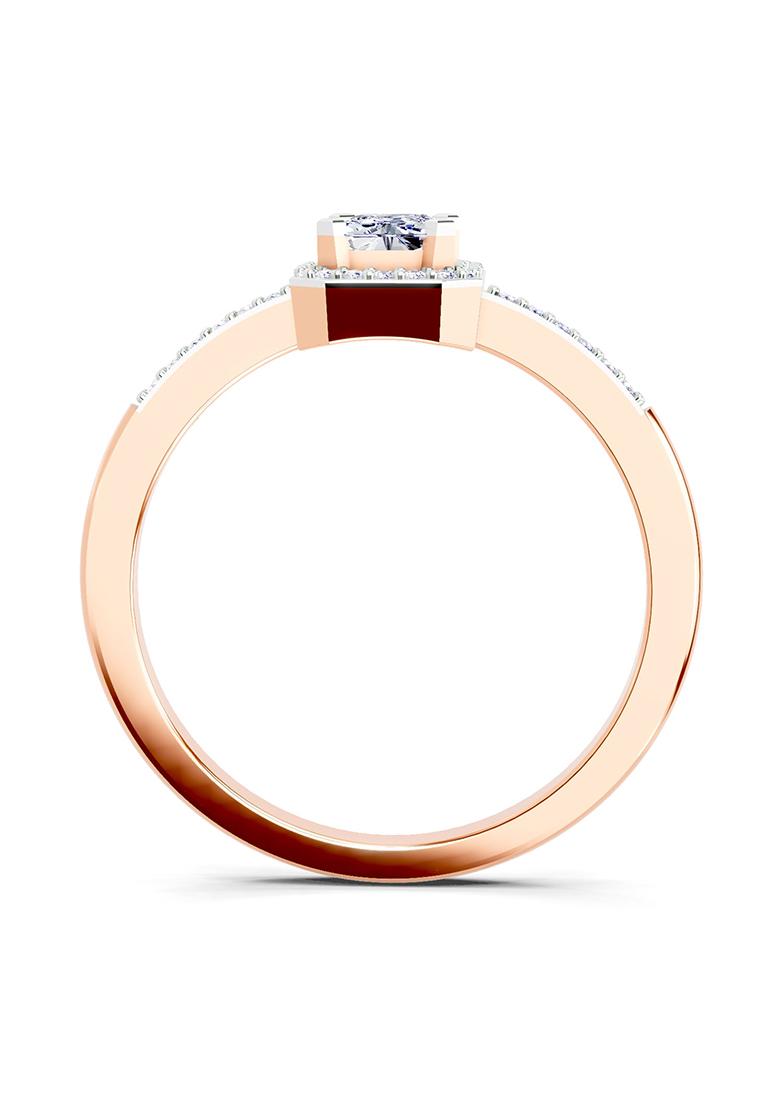 14Kt Rose Gold Lab Grown Diamond 0.7 Ct Emerald Cut Halo Ring for Women