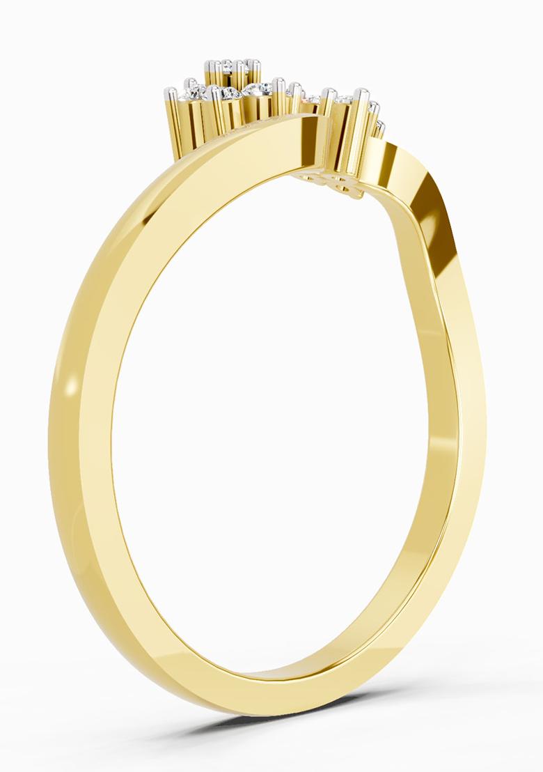 14Kt Yellow Gold Lab Grown Diamond 0.086 Ct Cluster Ring for Women